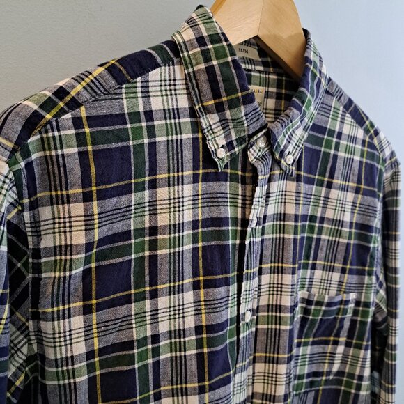 J. Crew Men's Medium Slim Fit Indian Madras Long Sleeve Plaid Shirt Style #AM673 - Picture 5 of 14